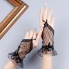 Summer Lolita Lace Short Fingerless Gloves Girl Princess Mesh Bow Hand Sleeve Dress Party Wedding Cosplay Accessories