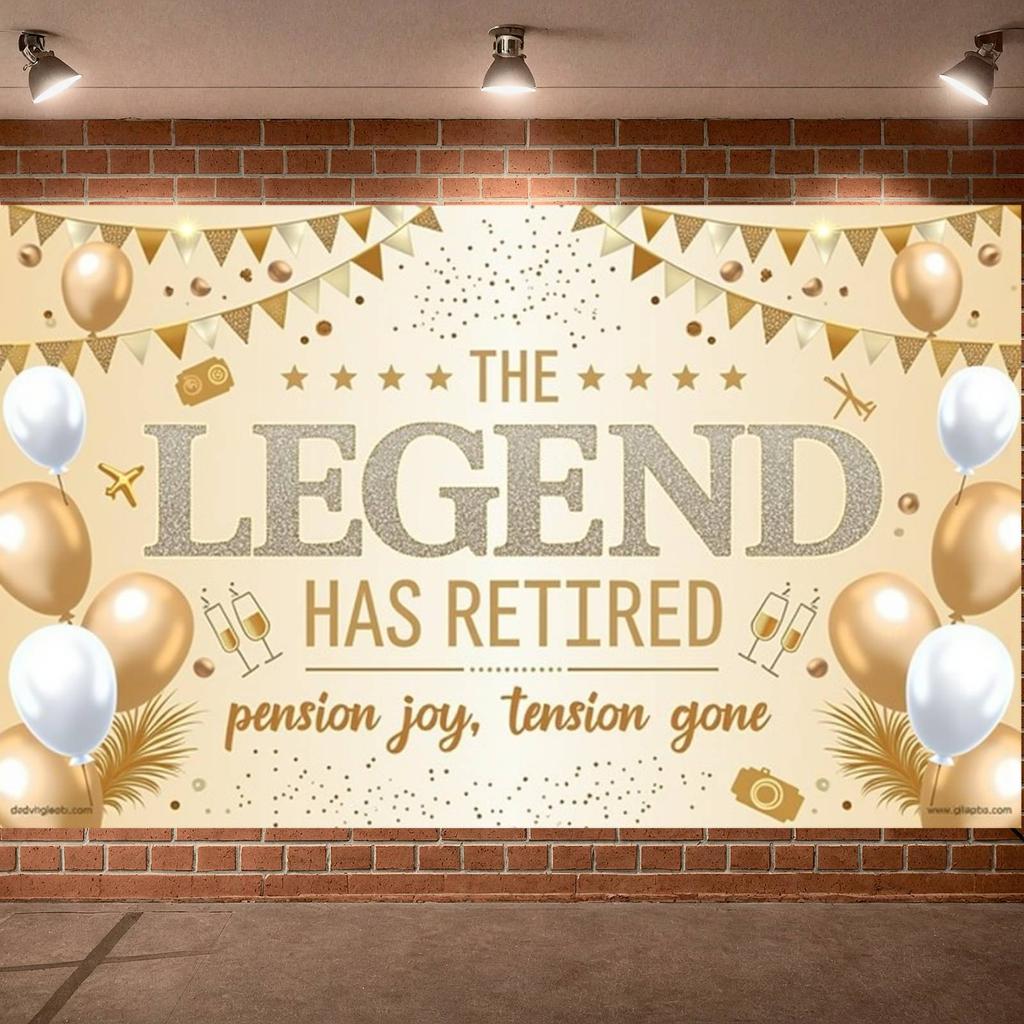 Pension Party Backdrop Elegant Joyful Retirement Backdrop Retirement Banner Sparkling Background For Happy Send-off Friends