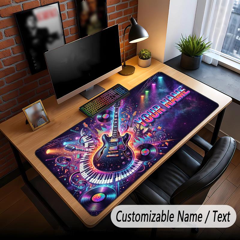 Music Guitar Theme Custom Mouse Pad Personalized With Name Text Customized Desk Mat For Office Home Decor