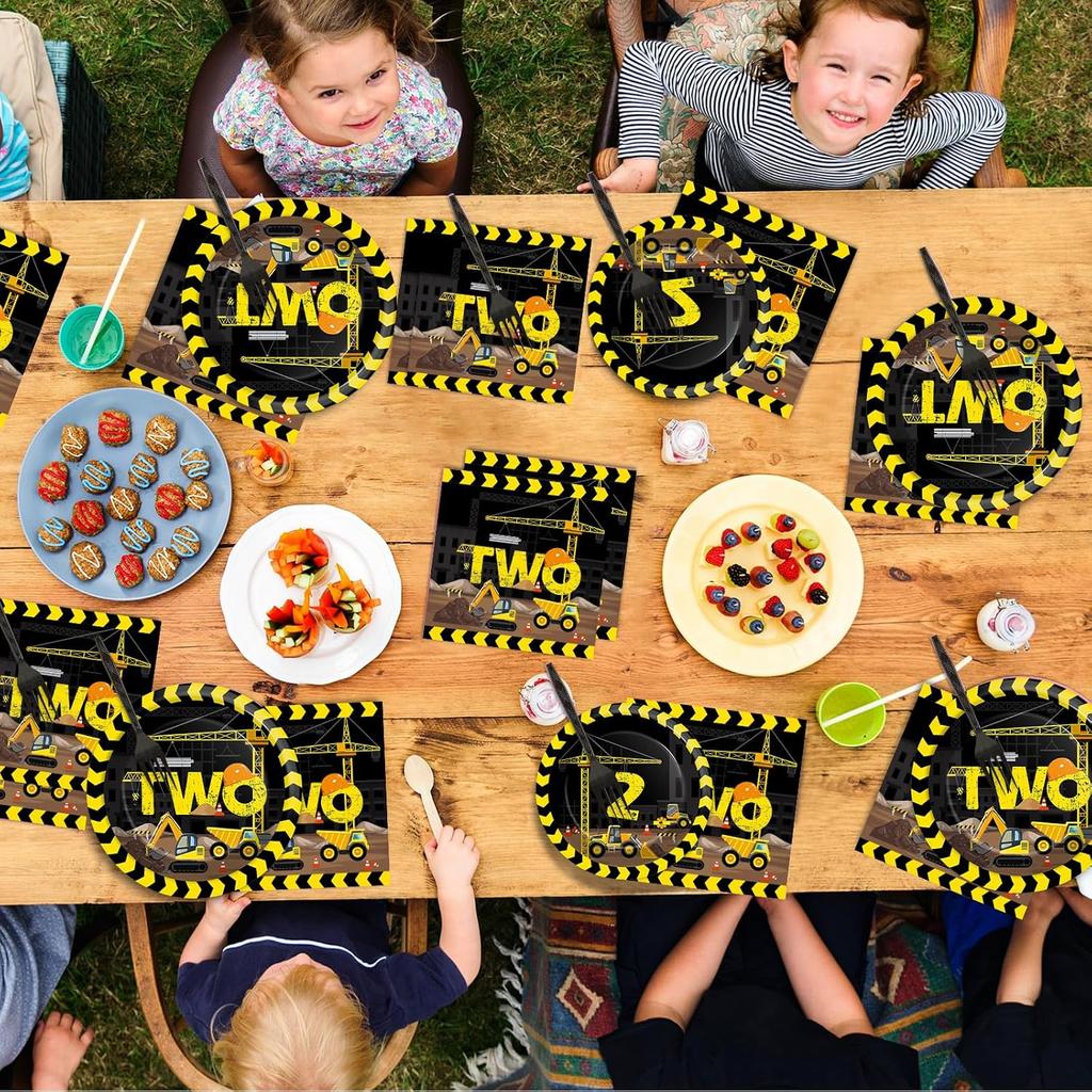 Qyeahkj Birthday Set for 24 Guests - Construction Utensils