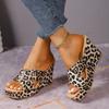 Мода Большой Размер 2025 Лето Леопардовый Принт Женские Шлепанцы с Открытым Носком Уличные Босоножки на Платформе Клинья Повседневные Римские Шлепанцы Zapatos