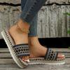 2024 Summer Women's Thick Soled Fish Mouth Hemp Rope Fashion Slippers Bohemian Woven Slippers