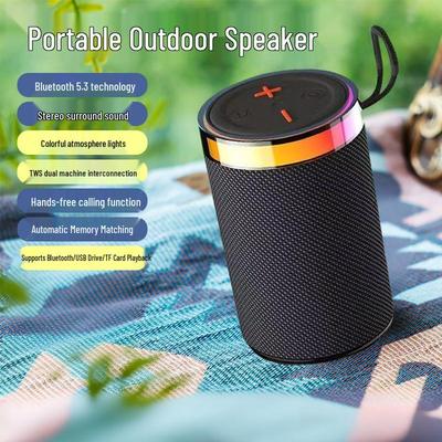 Семицветная Амбиентная Подсветка Беспроводной Bluetooth-динамик с Сабвуфером Super Bass W16 - Портативный, Для Улицы, Совместимый со Слот-картой