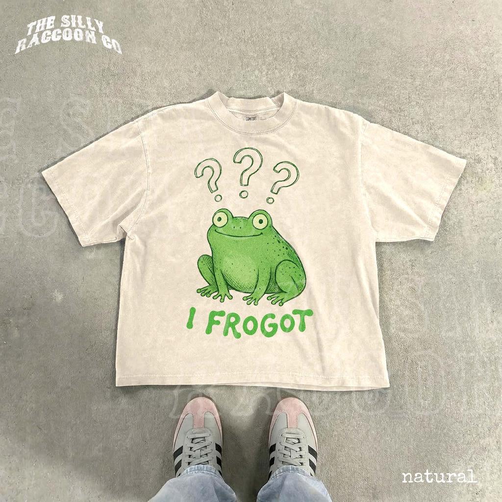 Cute Frog Meme Shirt, I Frogot Pun Tee, Funny ADHD Humor Graphic Top, Vintage Cottagecore T-Shirt, Silly Gift For Forgetful Friend