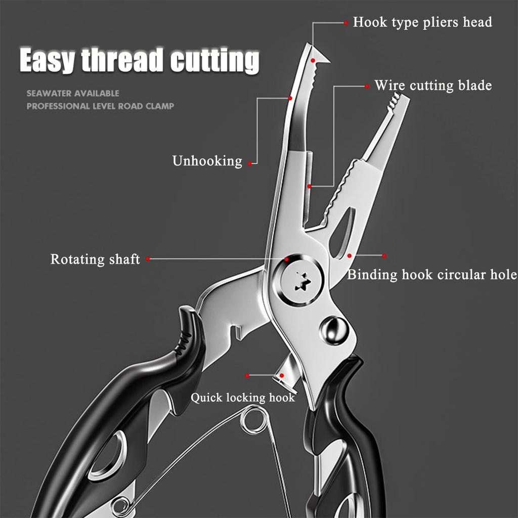 Multi-Function Fishing Pliers Hook Remover Split Ring Fishing Gears Accessories, Stainless Steel Line Cutter