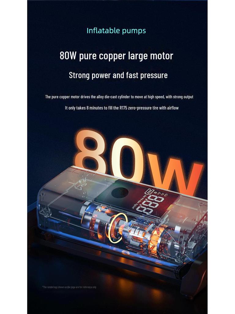 Портативный беспроводной автомобильный воздушный насос с большой батареей и цифровым дисплеем — многофункциональный ручной трансграничный воздушный насос.