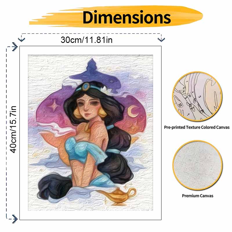 Disney DIY Oil Painting Art Painting Kit Princess Jasmine Home Wall Decor Handmade Gift for Room Aesthetic Modern Art Craft Supplies