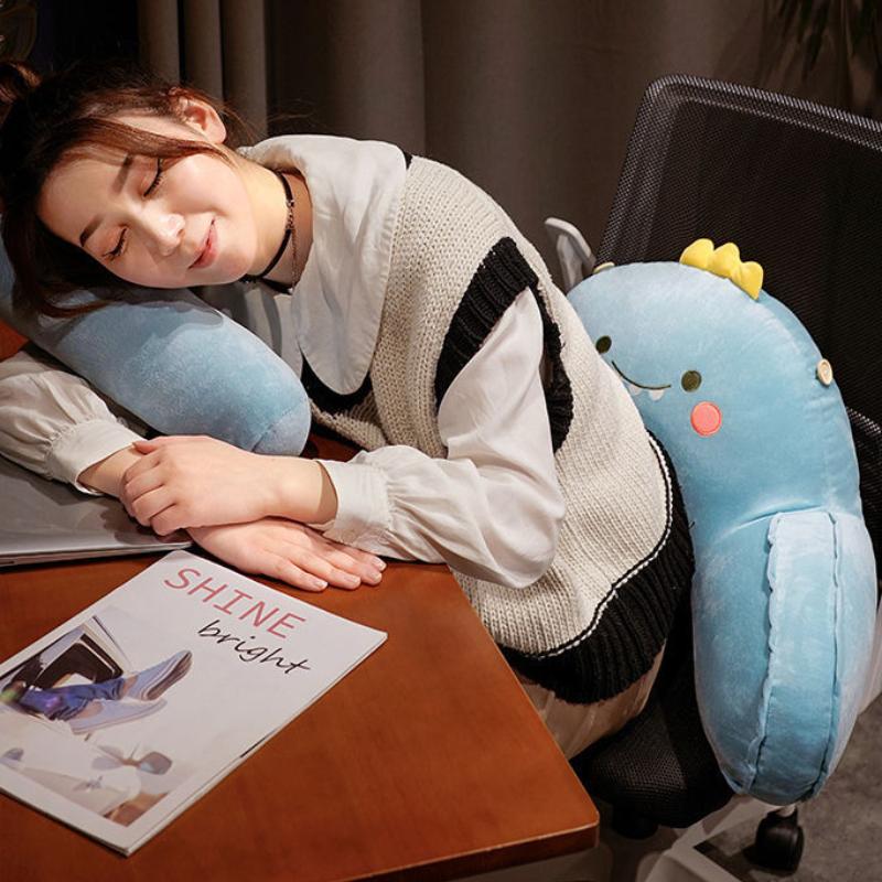 Cute Cartoon Car Headrest Back Cushion Soft Embroidered Plush Lumbar Support Back Pillow Car Seat Waist Protection Accessory Pad