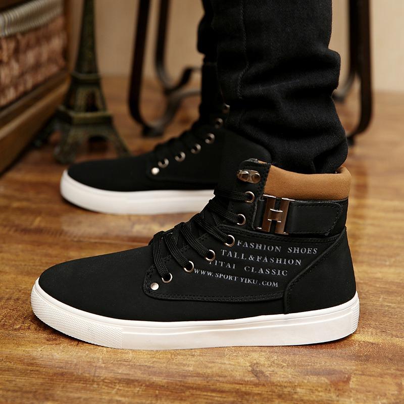 Fashion Men's Casual Shoes Fashion High-Top Sneakers for Men Korean Version Street Skate Shoes Retro Lace Up Platform Ankle Boots Botas