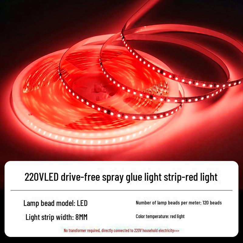 220V LED Self-Adhesive Linear Light Strip, 2835 Soft Light for Troughs and Counters, Driver-Free.