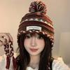 Knitted Chic Cozy Winter Hat For Women Featuring Colorful Pom Poms Warmth And