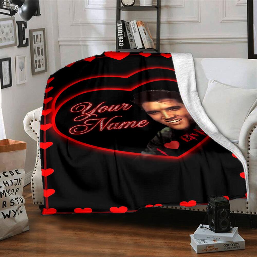 Elvis Presley Personalized Name Blanket Gift Personalized Blanket Comfortable Great for Seaside Couch Home Decor Picnics All-Season Use