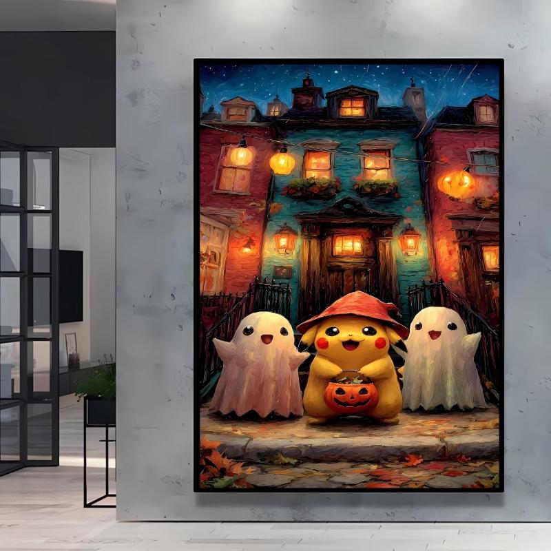 Canvas Printing Pokemon Pikachu Classic Anime Character Poster Modern Retro Style Home Room Decor Friends Gifts High Quality