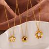 New Arrival Cubic Zirconia Elegant Girl Flower Necklaces 18k Gold Plated Fashion Stainless Steel Flower Necklace Set