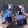 Чехол для телефона Luna Moon Cat для Samsung Galaxy S26 S25 S24 S23 S22 S21 S20 Note20 Plus FE Ultra Стеклянный Цветной Чехол Роскошный