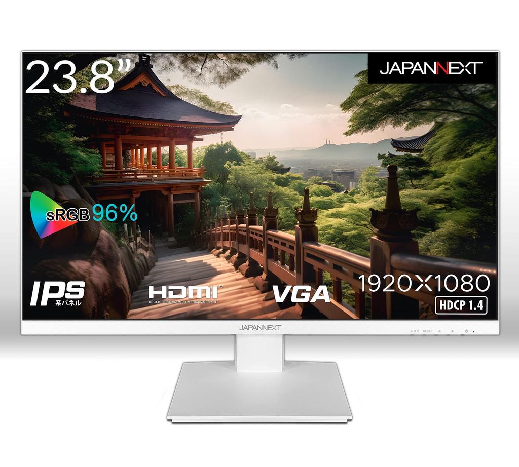 JAPANNEXT Inch Monitor Full HD 1920x1080 Resolution IPS Display Light 23.8 (HDMI/VESA Compatible/blue Cut) JN-238i75F-W