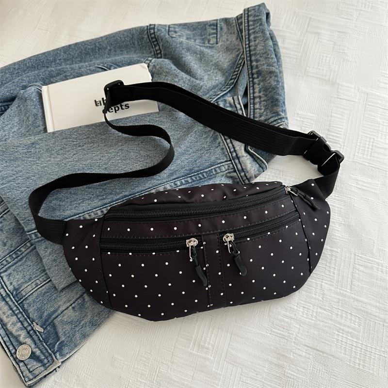 Women's crossbody bag, polka dot chest bag, unisex waist bag with multiple zippered pockets, underarm/shoulder bag, portable chest bag/phone pouch.