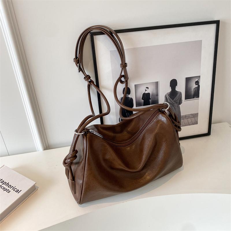 Ретро женские сумки осень зима большая вместимость простая однотонная сумка через плечо модная сумка из искусственной кожи для поездок на работу через плечо