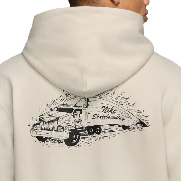 Nike As U Nk Sb Flc Po Hd Truckin флисовая спортивная повседневная толстовка с капюшоном с принтом мужская толстовка бежевая FV7381-104