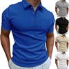 Men's Wa-ffle Short Button Sleeve Shirts Golf Shirt Solid Color Outdoor Street Casual Fashion Casual Slim Fit T-Shirt