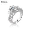 Lindon Classic Copper Alloy Zircon Ring Ladies Jewelry Wedding Promise Party Gift