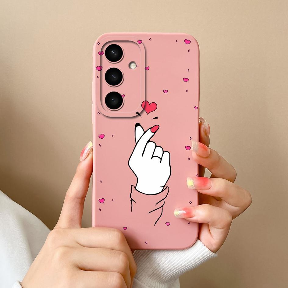 Чехлы для телефонов Samsung A05 A16 A56 F14 S25 Plus Ultra A05S A26 A36 Роскошные сердечки с рисунком из мягкого жидкого силикона для защиты линз Samsung Covers