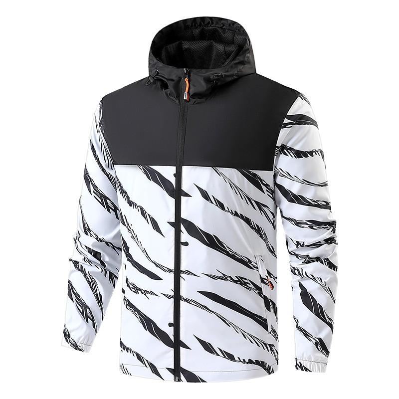 Mens Lightweight Hooded Windbreaker Jacket Slim Fit Casual Outerwear