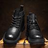 Fashion Autumn Leather Mid-top Shoes Fashion Male Ankle Boots Casual Outdoor Hiking Boots Sneakers Non-Slip Comfy Motocross Boots Botas
