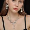 3 шт. Женский модный геометрический набор ожерелья и серег в виде капли воды с цирконом, подходит для свадьбы, вечеринки, фестиваля, подарки-8023