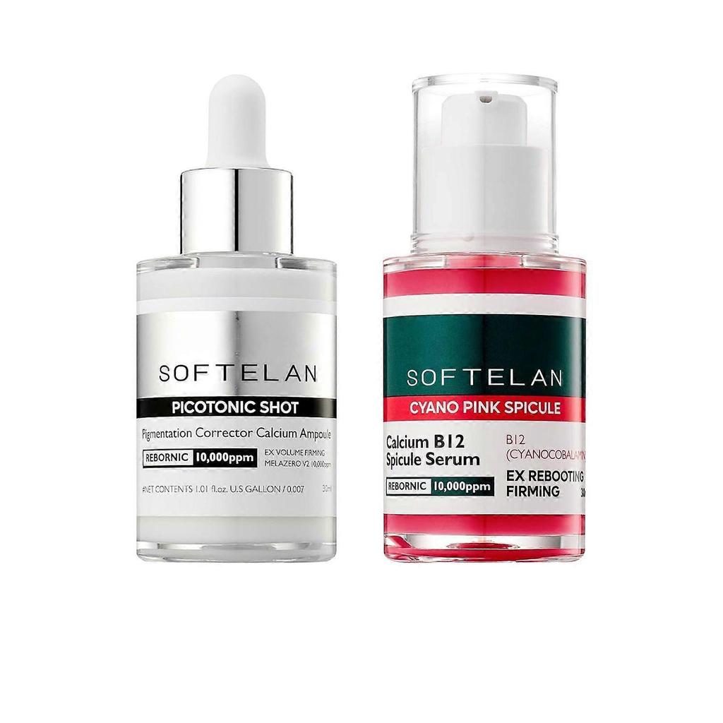 Pink Spicule Anti-Wrinkle Serum Set, Calcium B12 Firming Treatment with Micro-Spicules, Whitening Ampoule Duo for Pore Refinement, Glass Skin Finish