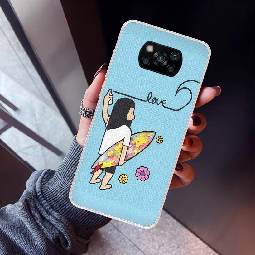 Surfboard Surfing Surf Girl Summer Phone Case for Xiaomi Poco F7 Ultra X7 X6 X5 Pro X4 Gt M8 M7 Redmi 15 15C 13 13C 12 12C Soft