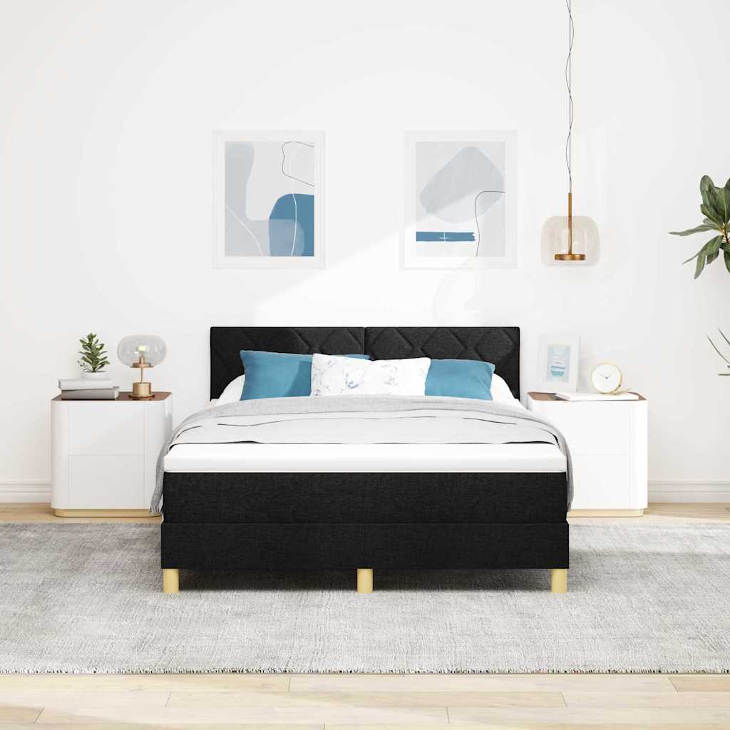 Box Spring Bed with Pillow Black 140 x 200 cm Fabric