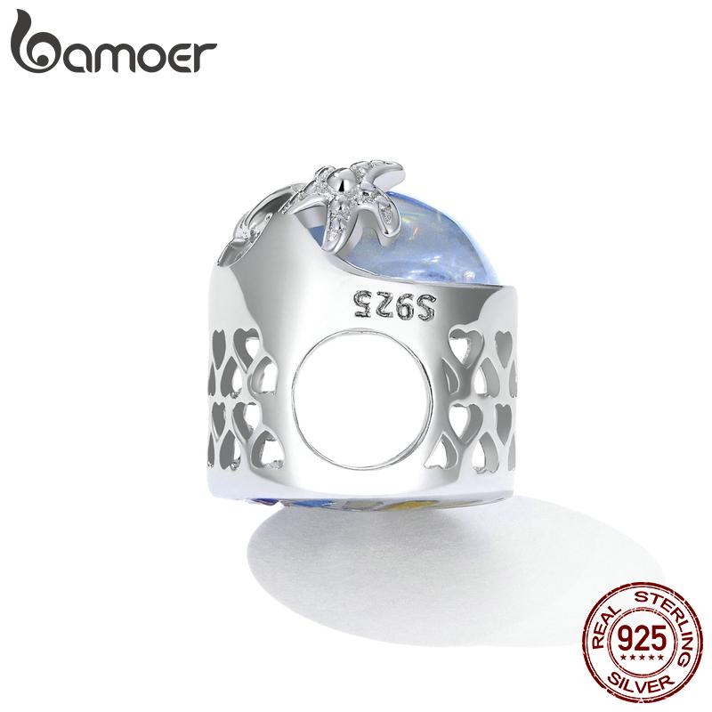 BAMOER 100% 925 Sterling Silver Charm Beach & Waves Beads Fit for Original Bracelet & Bangle Fine DIY Making Women Jewelry