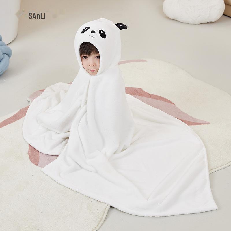 Комплект халатов с капюшоном для родителей и детей Sanli - полотенца из кораллового флиса для детей и взрослых