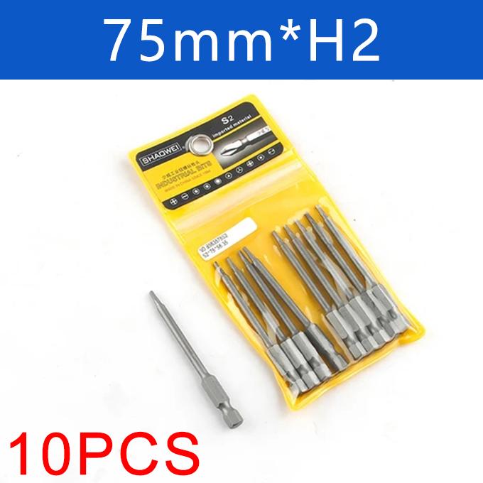 8/10 шт 1/4" шестигранные биты отвертка защита от несанкционированного доступа магнитный набор бит отвертка Torx плоская головка высокое качество 75 мм