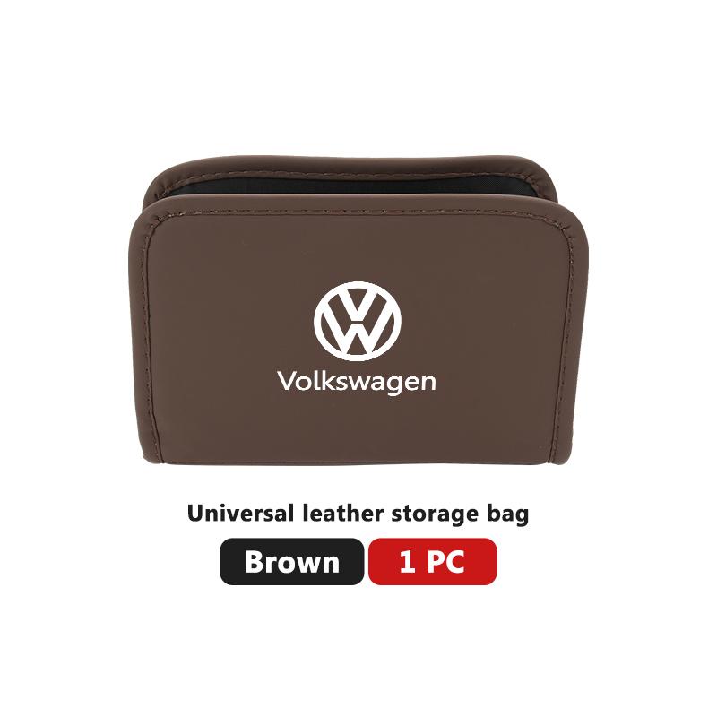 Valve Stems Caps Car Leather Bag Portable Auto Storage Organizer Trash Bin For Volkswagen VW Golf 4 5 6 7 Polo Jetta Sagitar Mag zd5