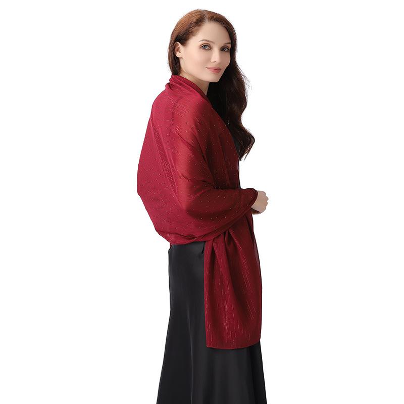 Элегантная шаль-накидка 70*200 см для женщин, официальная, легкий прозрачный шифон, со стразами и серебряной проволокой