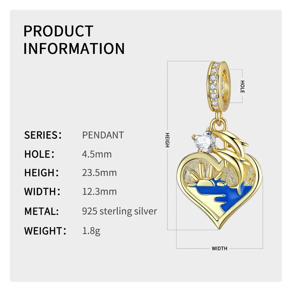 Прыгающие бусины в виде сердца дельфина в форме ракушки, подлинные бусины из стерлингового серебра 925 пробы с цирконием, женские ювелирные изделия, изысканные аксессуары