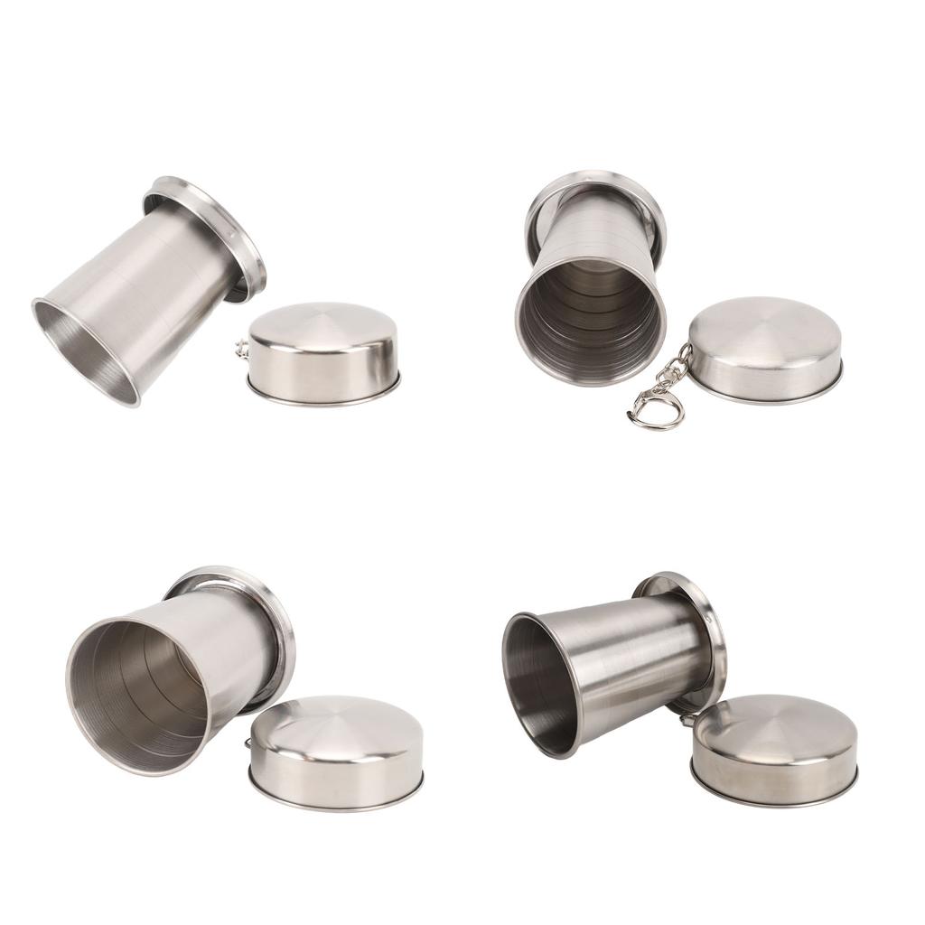 Stainless Steel Collapsible Cup Outdoor Travel Camping Portable Folding Cup with Keychain for Picnic