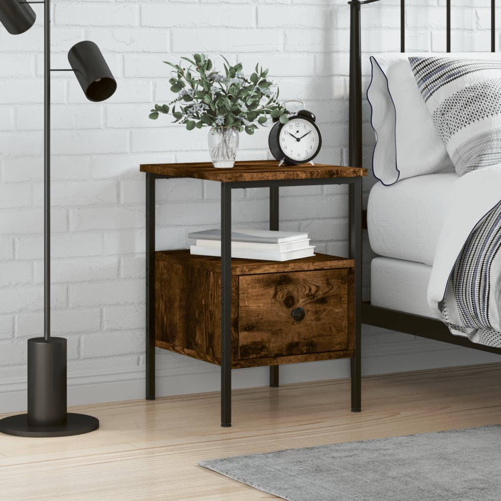 Nightstand Smoked Oak 34 x 36 x 50 cm Engineered Wood