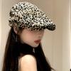 Forward Hat Niche Design Sense Retro Spice Girl Leopard Print Duckbill Hat Women's Summer Thin Fashion Beret