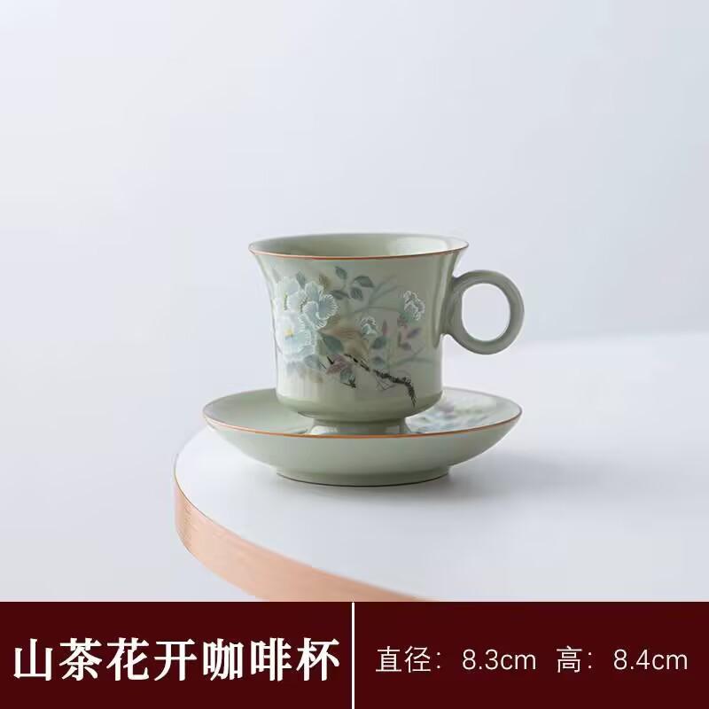 Чашка для кофе Ru Kiln Высококачественная Изысканная Высокоценная Керамическая Чашка и Блюдце Нишевый Дизайн Утолщенная Защищающая от Ожогов Чайная Чашка