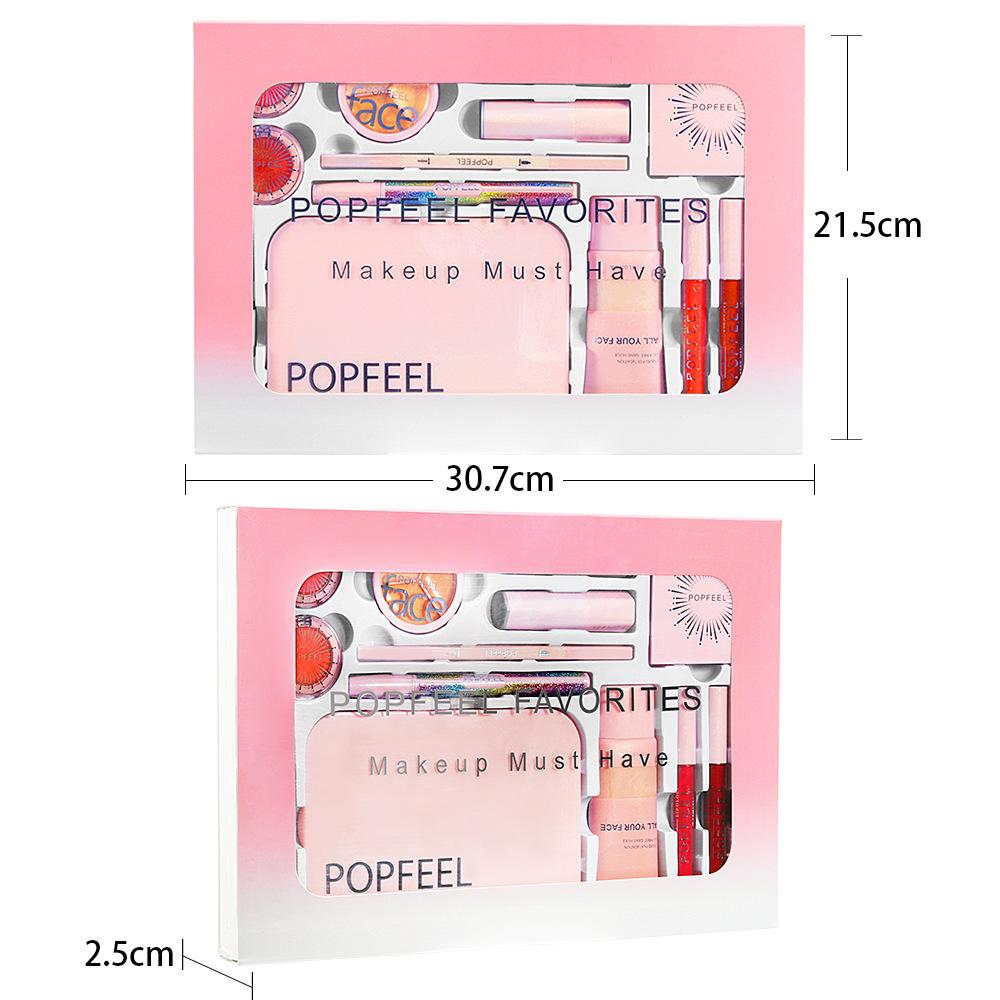 POPFEEL Favorites Makeup Must Have Gift Box Full Face Cosmetic Set Eyeshadow Palette Liquid Foundation Holiday Gift for Women
