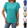 Женская модная однотонная футболка с круглым вырезом и короткими рукавами