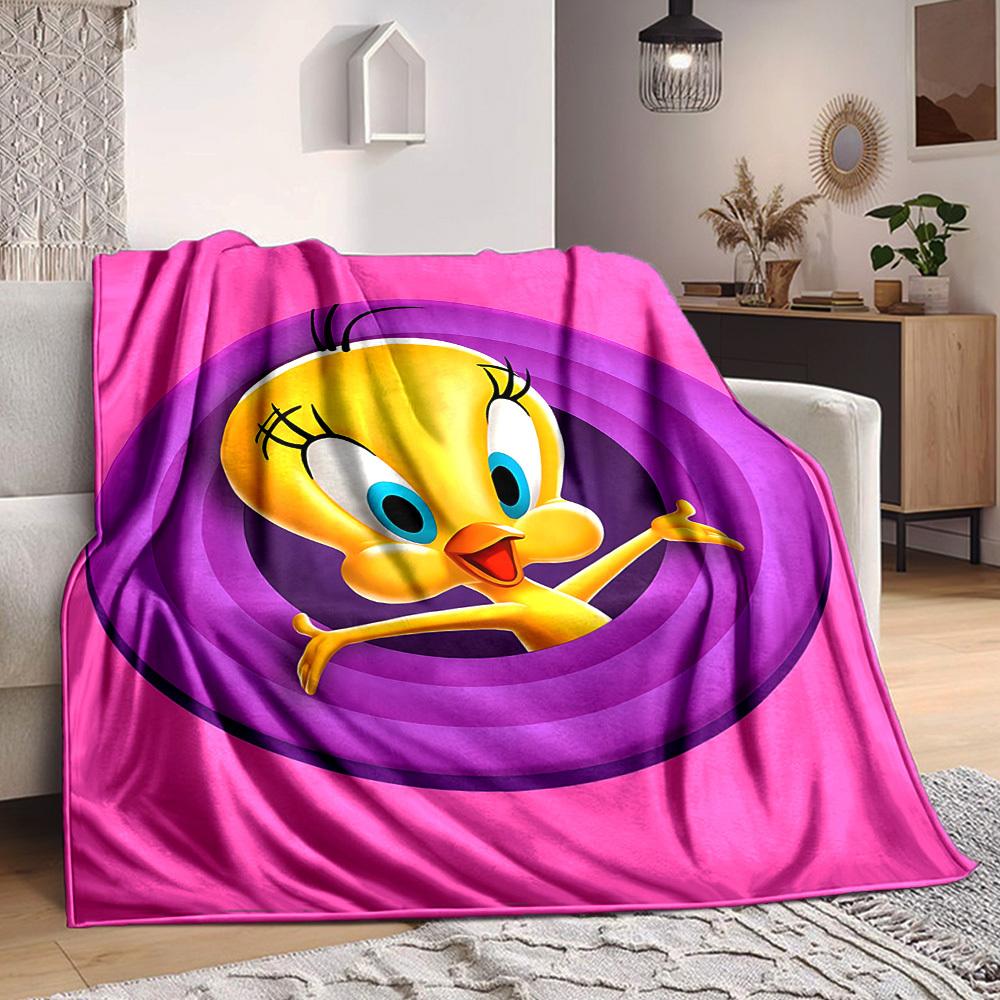 1 шт. Фланелевое одеяло Tweety Looney Tunes, Мягкое, приятное для кожи, с цифровой печатью, Различные размеры в наличии для семьи, друзей, на день рождения