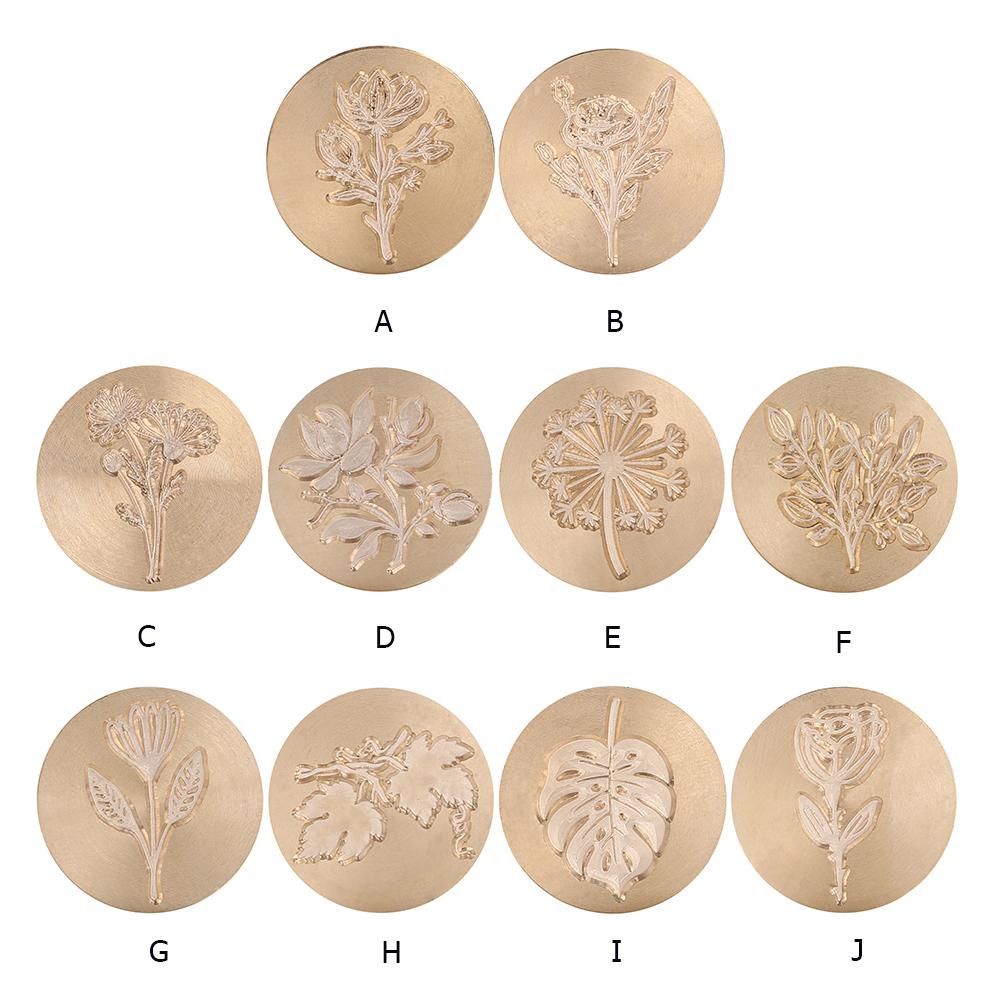 Специальный штамп для замены головы, винтажная огненная краска, растительный цветок, круглый сургуч для приглашений, скрапбукинга