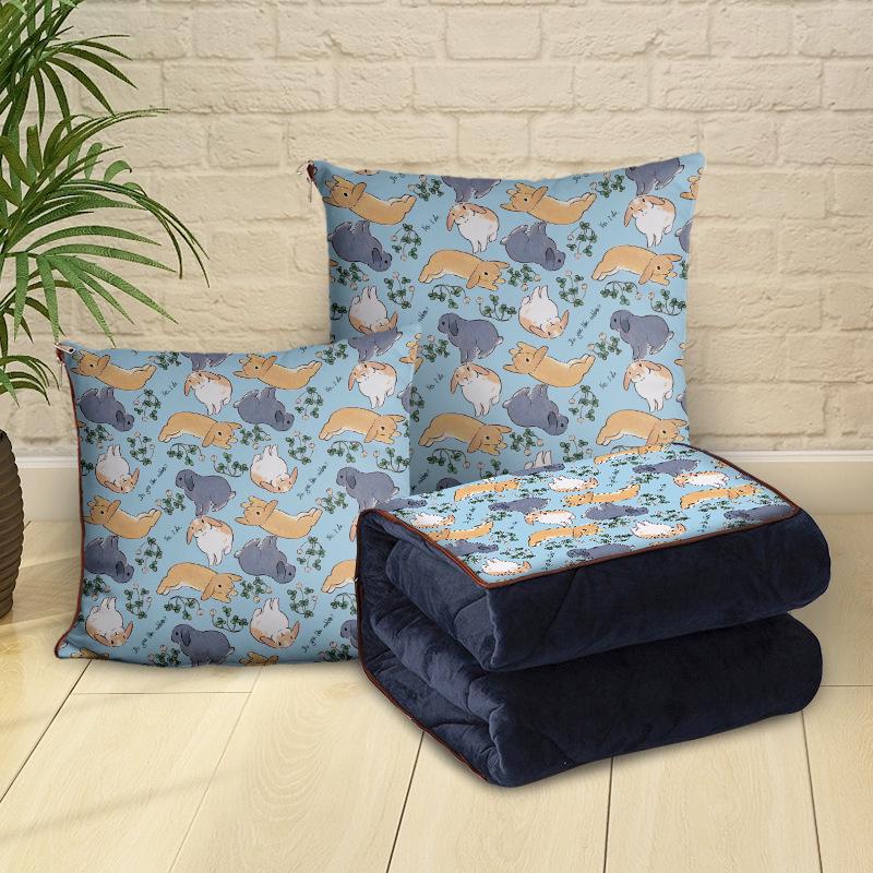 Персонализированная мультяшная флисовая плюшевая подушка-плед