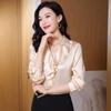 Women's 2025 Fashion Slim Fit Long Sleeve Ruffled Mulberry Silk Satin Shirt