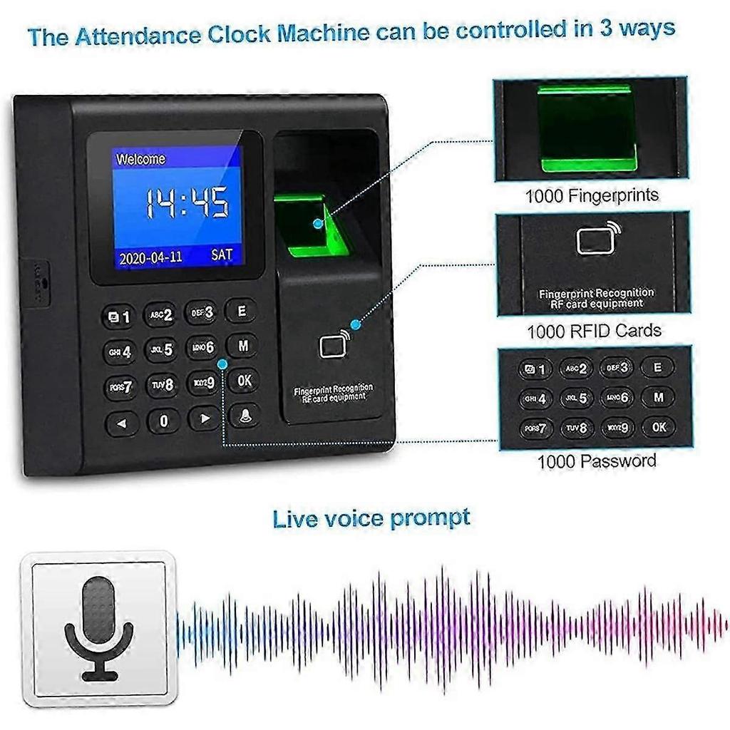 Biometric Time Clock for Employees - Fingerprint & RFID Attendance Machine with PIN Access