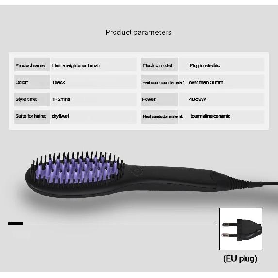 Hair Straightener Brush Ceramic Fast Straightening Heating Hot Comb Women's Smoothing Brush Styling Tool Curling Iron